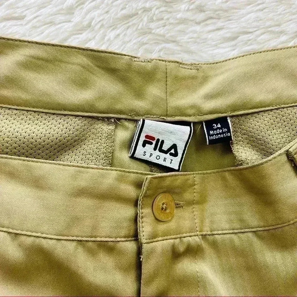 Fila Sport Mens Khaki Golf Flat Front Chino Shorts Active Polyester Size 34 - Picture 11 of 11